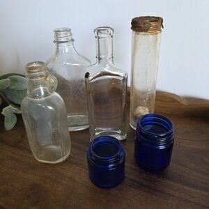 Vintage Glass Apothocary Bottles Set Of 6
